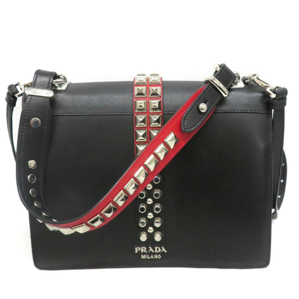 Prada Bag Studded Black Shoulder